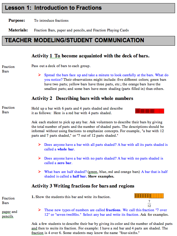 Fraction Standards Lesson 1